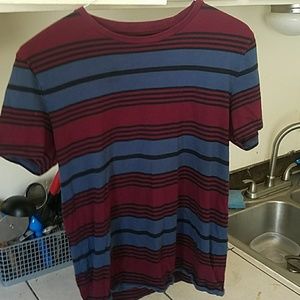 Striped blue and maroon medium tshirt